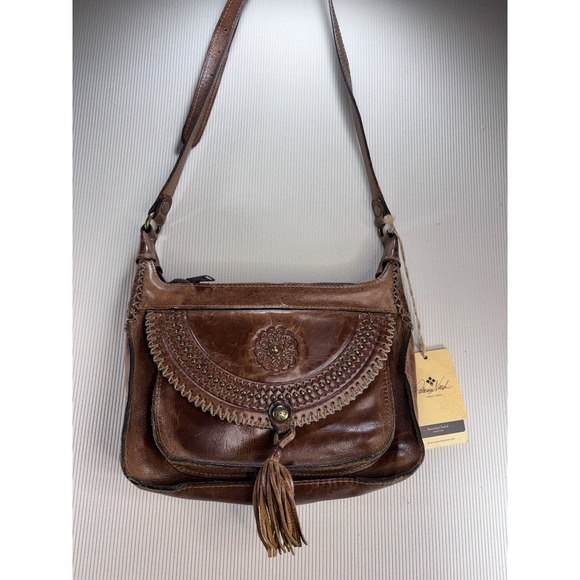Patricia Nash Handbags - Patricia Nash "Camila" Tooled Leather ‎ Tassel Crossbody Bag Cognac Brown  NWT
